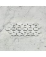 Carrara White 1 1/4 x 5/8 Ellipse Oval Mosaic Tile Honed