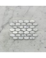 Carrara White 1 1/4 x 5/8 Ellipse Oval Mosaic Tile Polished