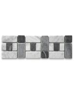 Carrara White 4x12 Listello Tile Mosaic Border Tumbled