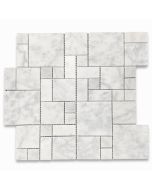 Carrara White Mini Versailles Pattern Mosaic Tile Honed