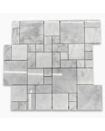 Carrara White Mini Versailles Pattern Mosaic Tile Polished