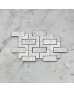 (Sample) Carrara White Marble Fretwork Interlock Mosaic Tile Honed