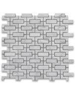 Carrara White Fretwork Interlock Mosaic Tile Polished