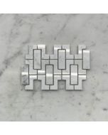 (Sample) Carrara White Marble Fretwork Interlock Mosaic Tile Polished