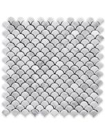 Carrara White Mini Fish Scale Fan Shaped Mosaic Tile Polished