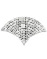 Carrara White Marble Fish Scale Scallop Fan Pattern Mini Mosaic Tile Polished