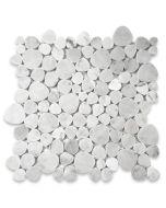 Carrara White Heart Shaped Bubble Mosaic Tile Polished