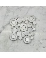 Carrara White Circle Bubble Mosaic Tile Honed
