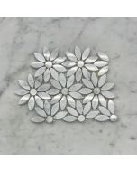 Carrara White Daisy Flower Pattern Mosaic Tile Polished