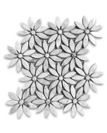 Carrara White Thassos White Marble Daisy Field Flower Waterjet