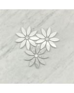 Carrara White Thassos White Marble Daisy Field Flower Waterjet Mosaic Tile Polished