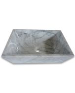 Carrara White Marble 20" Rectangular Vessel Basin Sink Polished