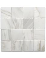 Calacatta Gold Marble 3x3 Square Mosaic Tile Polished