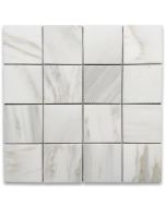 Calacatta Gold Marble 3x3 Square Mosaic Tile Polished