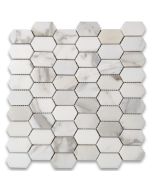 Calacatta Gold Marble 1x2 Hive Picket Constellation Long Hexagon Mosaic Tile Honed