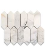 Calacatta Gold Marble 2x6 Picket Fence Elongated Hexagon Mosaic Tile Honed