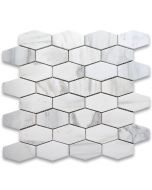 Calacatta Gold Marble 1-1/4x3 Elongated Hexagon Mosaic Tile Polished