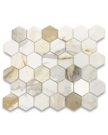 Calacatta Gold 2 inch Hexagon Mosaic Tile Polished