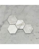 (Sample) Calacatta Gold Marble 3 inch Hexagon Mosaic Tile Honed