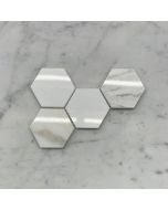 (Sample) Calacatta Gold Marble 3 inch Hexagon Mosaic Tile Polished