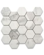 Calacatta Gold Marble 3 inch Hexagon Mosaic Tile Tumbled