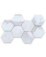 Calacatta Gold Marble 5 inch Hexagon Mosaic Tile Polished