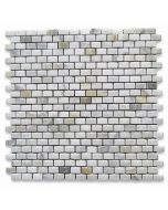 Calacatta Gold 5/8x3/4 Mini Brick Mosaic Tile Honed