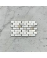 Calacatta Gold 5/8x3/4 Mini Brick Mosaic Tile Polished