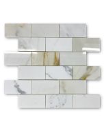 Calacatta Gold 2x4 Grand Brick Subway Mosaic Tile Polished