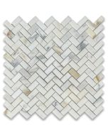 Calacatta Gold 5/8x1-1/4 Herringbone Mosaic Tile Honed