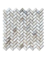 Calacatta Gold Marble 5/8x1-1/4 Herringbone Mosaic Tile Tumbled