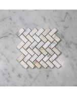 Calacatta Gold 5/8x1-1/4 Herringbone Mosaic Tile Tumbled