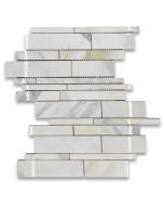 Calacatta Gold Random Strip Modern Brick Mosaic Tile Polished