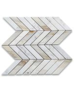 Calacatta Gold Marble 1x4 Chevron Mosaic Tile Honed