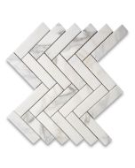 Calacatta Gold Marble 1x4 Herringbone Mosaic Tile Honed