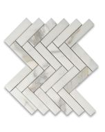 Calacatta Gold Marble 1x4 Herringbone Mosaic Tile Polished