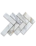 Calacatta Gold Marble 2x6 Herringbone Mosaic Tile Honed