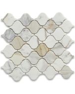 Calacatta Gold Medium Lantern Shaped Arabesque Baroque Mosaic Tile Polished