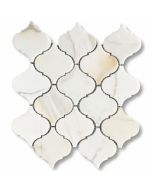 Calacatta Gold Grand Lantern Shaped Arabesque Baroque Mosaic Tile Honed