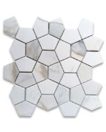 Calacatta Gold Marble Pentagon Geometric Mosaic Tile Polished