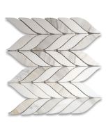 Calacatta Gold Marble Feather Leaf Grand Mosaic Tile Polished