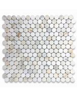 Calacatta Gold 3/4 inch Penny Round Mosaic Tile Honed