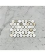(Sample) Calacatta Gold Marble 3/4 inch Penny Round Mosaic Tile Honed