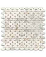 Calacatta Gold 1 1/4 x 5/8 Ellipse Oval Mosaic Tile Honed