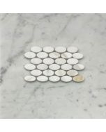 (Sample) Calacatta Gold Marble 1-1/4x5/8 Oval Ellipse Mosaic Tile Honed