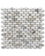 Calacatta Gold 1 1/4 x 5/8 Ellipse Oval Mosaic Tile Polished