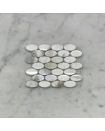 (Sample) Calacatta Gold Marble 1-1/4x5/8 Oval Ellipse Mosaic Tile Polished