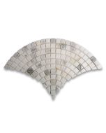 Calacatta Gold Marble Fish Scale Scallop Fan Pattern Mini Mosaic Tile Honed