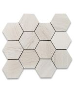 Moleanos Beige Golden Beach Limestone 4 inch Hexagon Mosaic Tile Honed