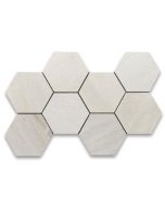 Moleanos Beige Golden Beach Limestone 5 inch Hexagon Mosaic Tile Honed